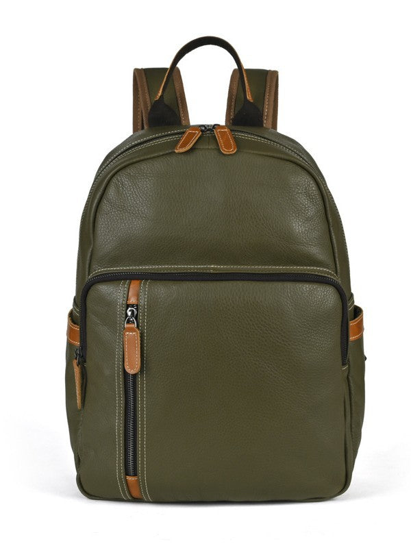 Women's & Men's Retro Leather First Layer Cowhide Large Capacity Contrast Backpacks