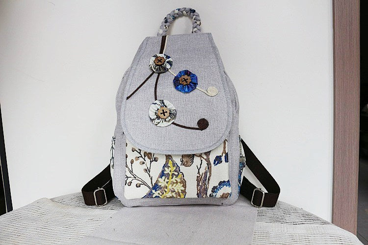 Women's Vintage Printing Wax Line Woven Fresh Women's Backpack