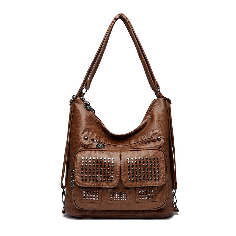 Women's Motorcycle Rivet Large Capacity Multipurpose Retro Women's Messenger Bag