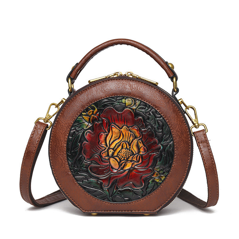 Women's Style Lotus Textured Commuter Clutch National Embossed Women's Shoulder Bag