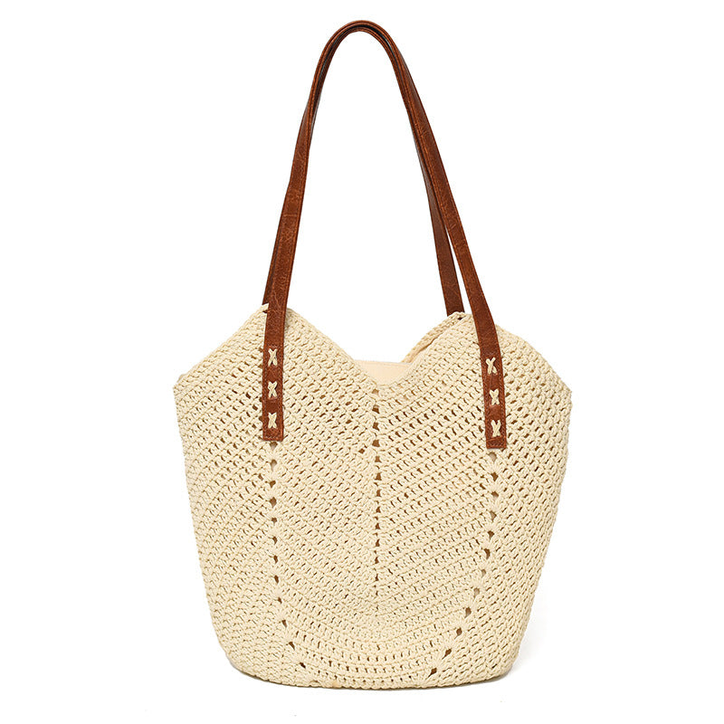 Women's Cotton Thread Woven Straw Vacation Style Beach Bags