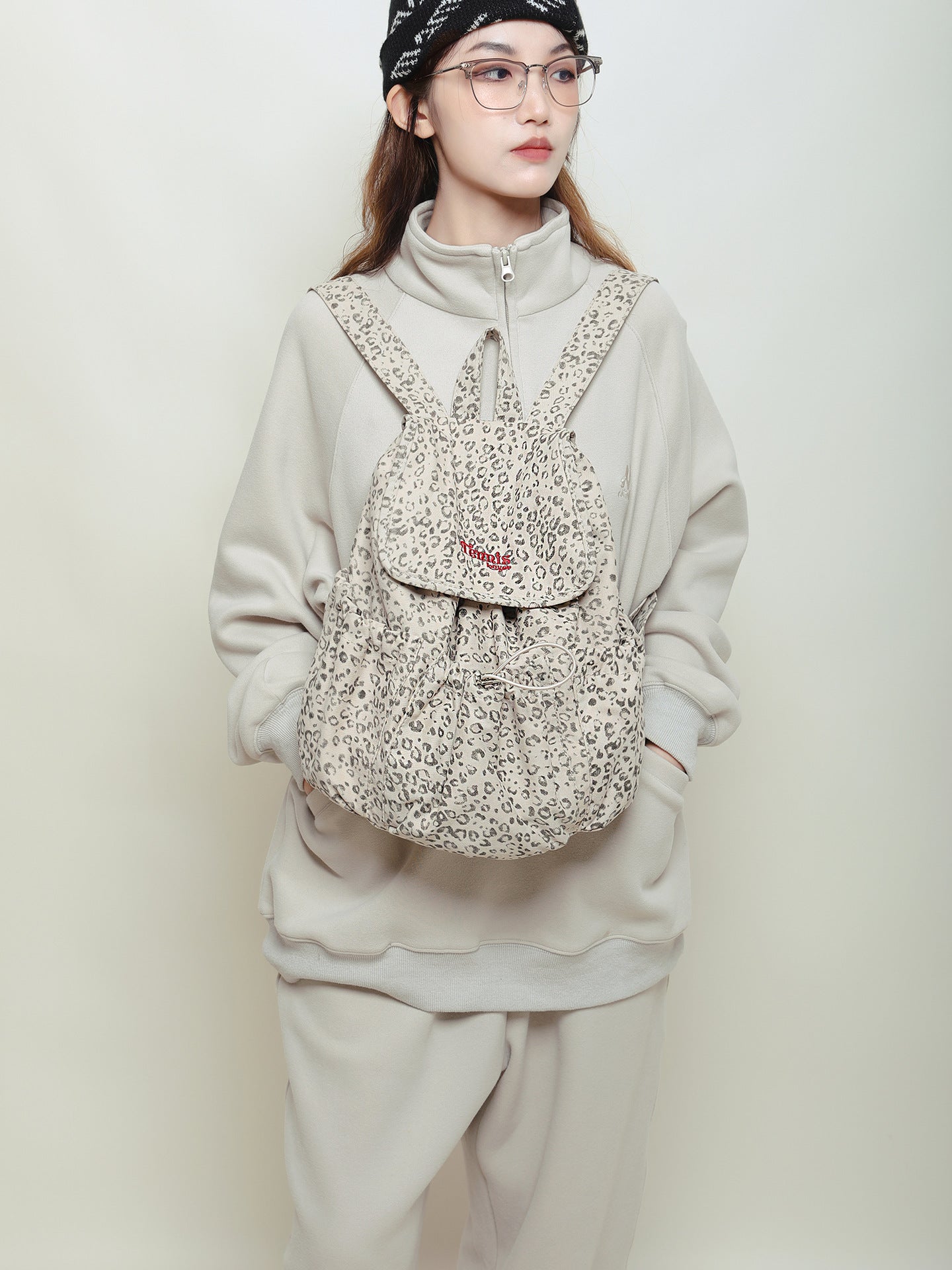 Korean Style Polka Dot Female Design Drawstring Backpacks