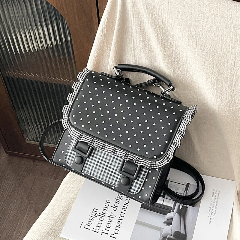 Women's Vintage Ruffled Cute Fresh Polka Dot Backpacks