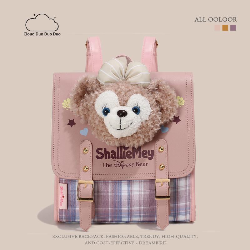 Plush Cute Cartoon Heart Plaid Design Women's Backpack