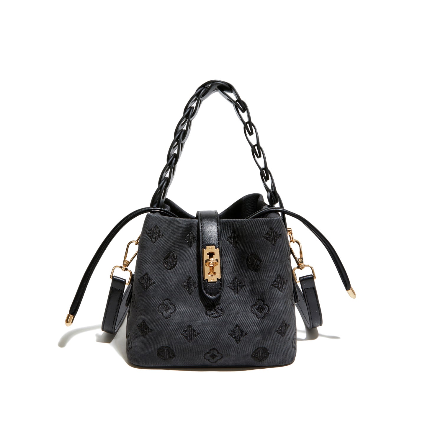 Women's Luxury Style Woven Vegetable Basket Embossed Bucket Bag