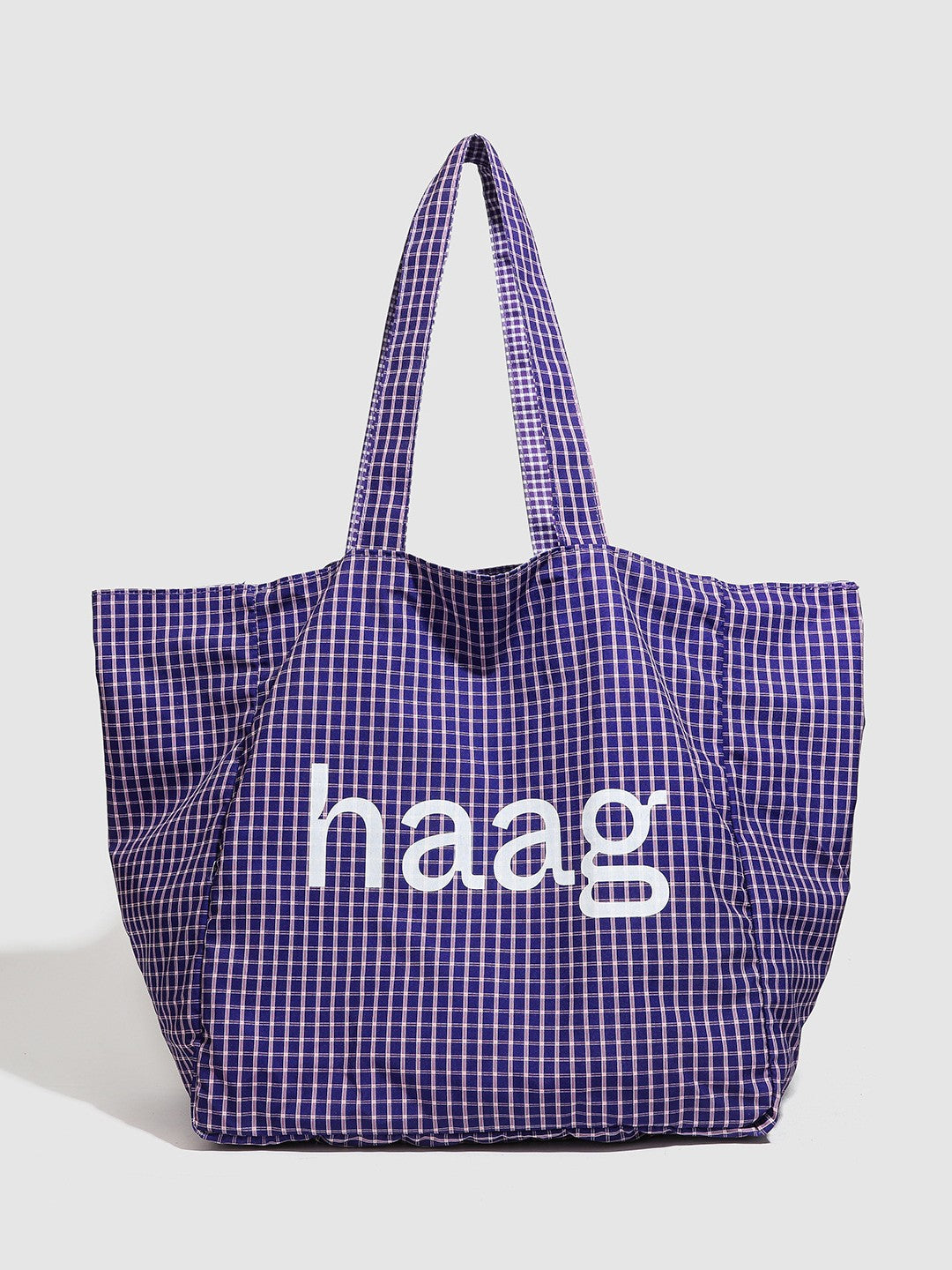 Plaid Purple Simple Large Capacity Letter Tote Bags