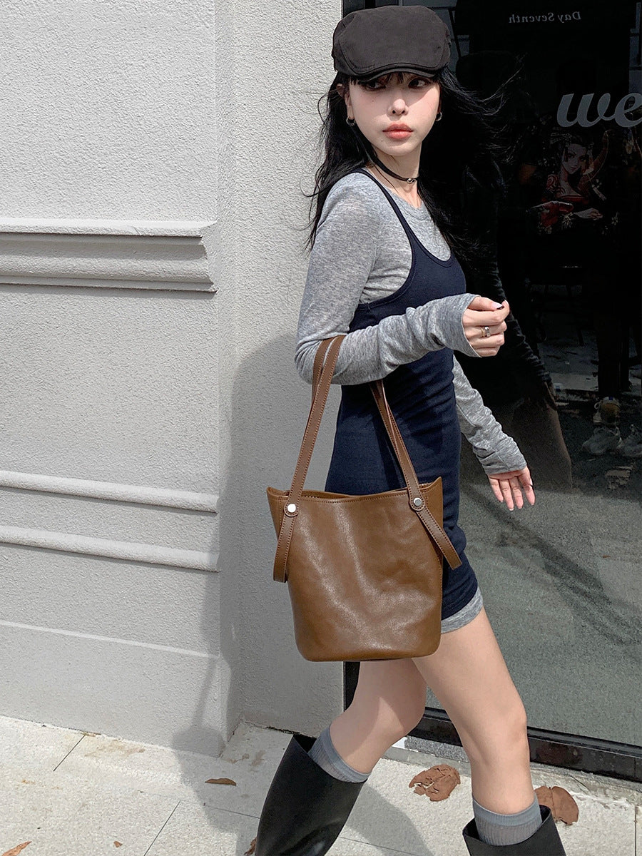 Women's First Layer Vegetable Tanning Leather Retro Bags