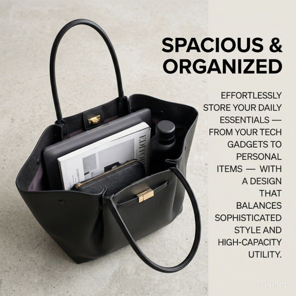 Women's Large Capacity Business Simple Fashion Leather Tote Bag