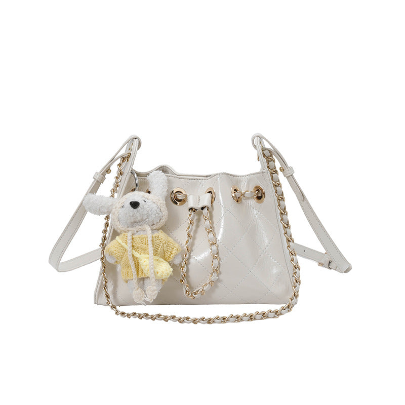 Good-looking Diamond Chain Exquisite Versatile Simple Cross Bucket Bag