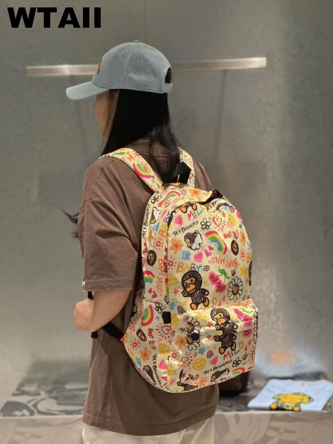 Cute Cartoon Little Monkey Printed Iti Women's Backpack