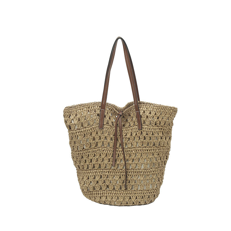 Hollow Woven Hand Carrying Straw Female Seaside Vacation Tote Bag