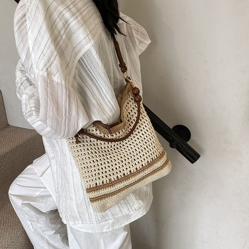 Women's Hollow Woven Summer Straw Large Capacity Seaside Tote Bags
