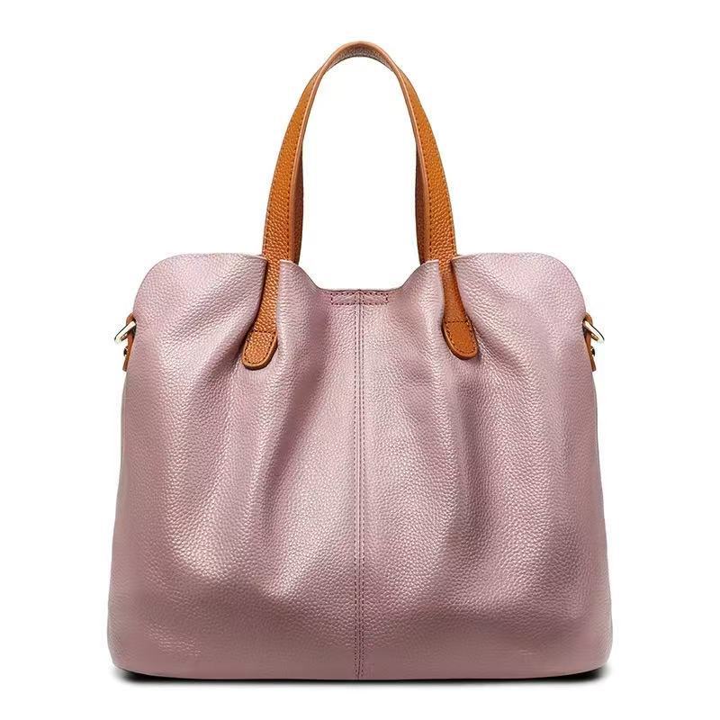 Women's Genuine Leather Fashion Color Contrast First Layer Women's Handbag