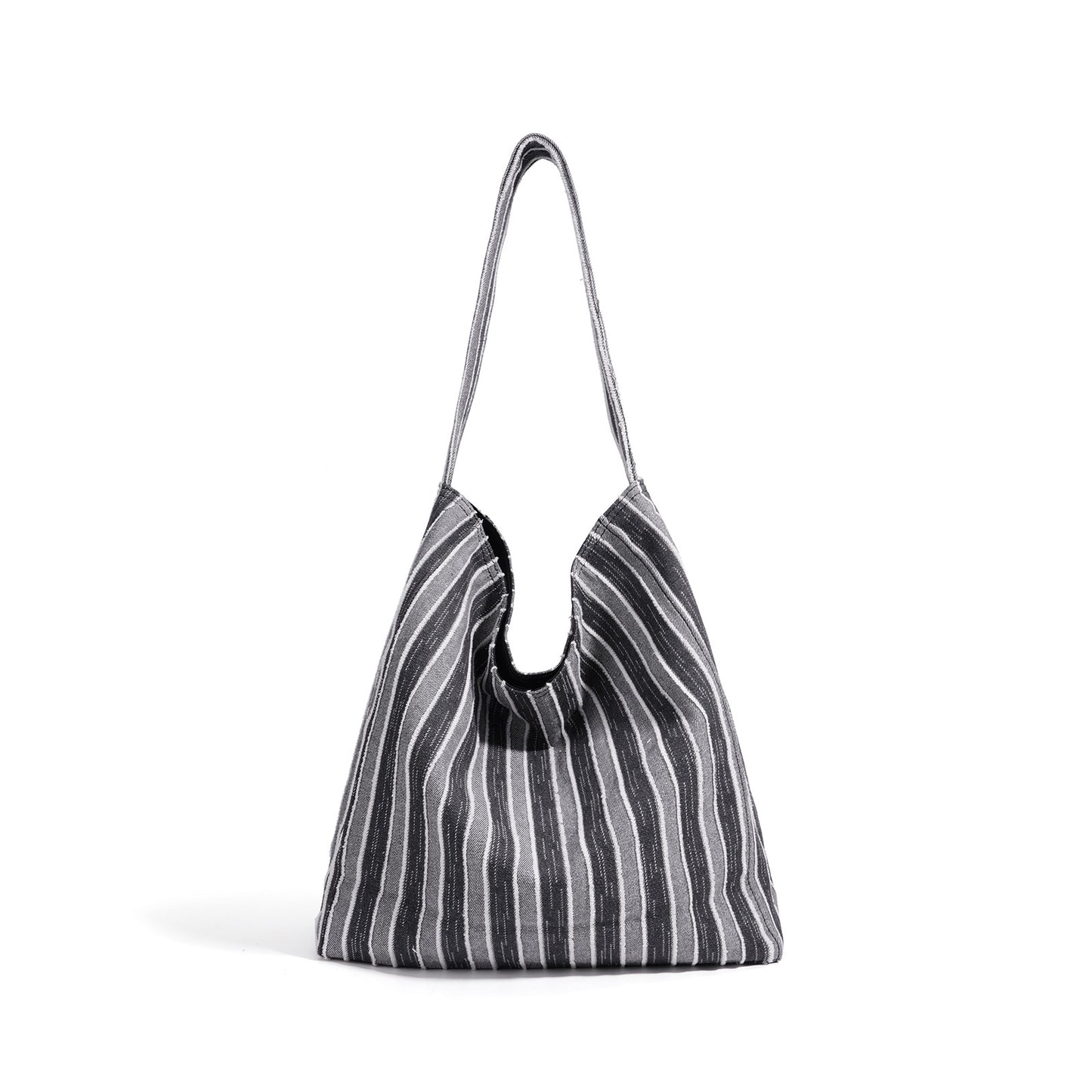 Korean Style Blue Striped Canvas Minority Women's Shoulder Bag