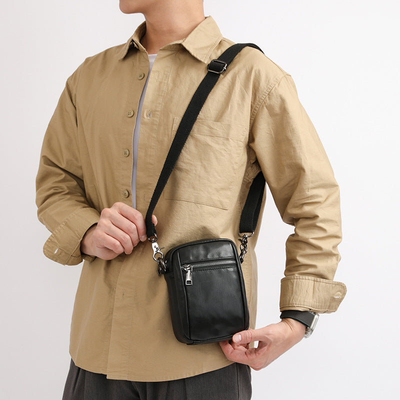 Men's Fashion Cowhide Korean Style Mini Sized Men's Messenger Bag