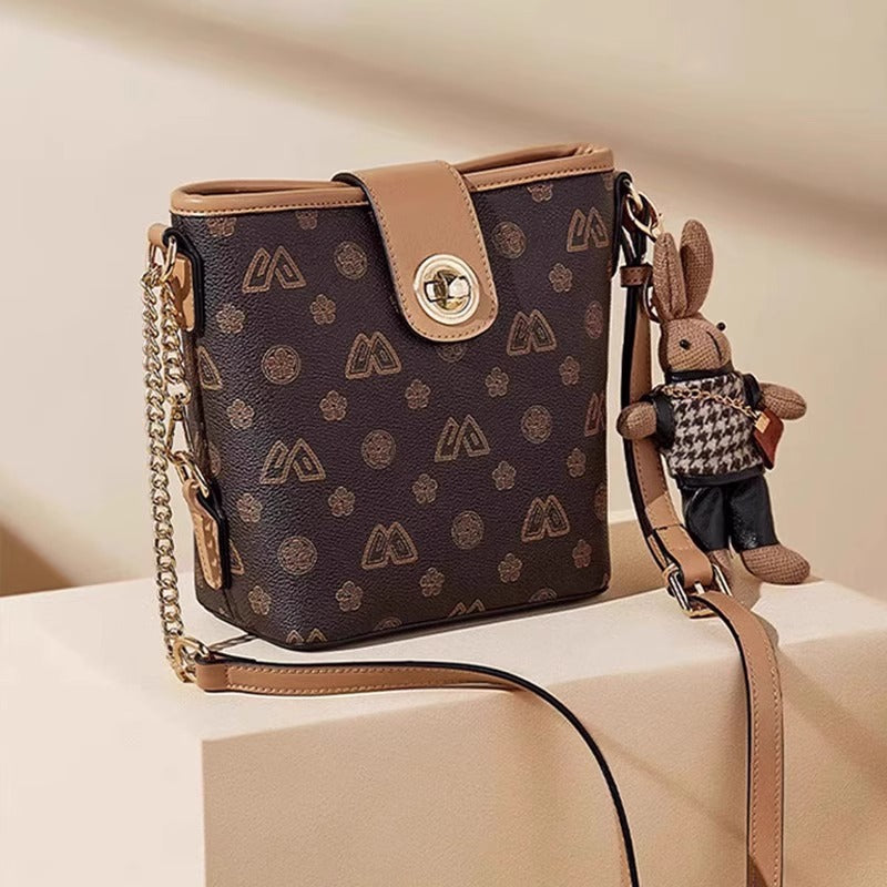 Women's Stylish Good Texture Printed Niche Design Bucket Bag