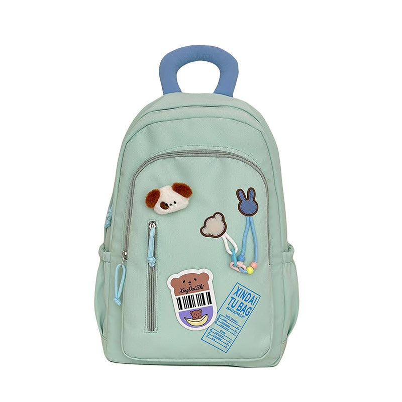 Style Good-looking Early Solid Color High College Western Leisure Backpack