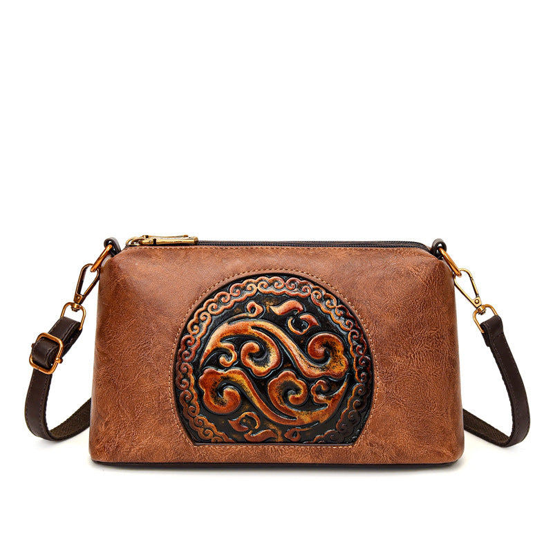 Women's Retro Ethnic Style Authentic Leather Tactile Bags