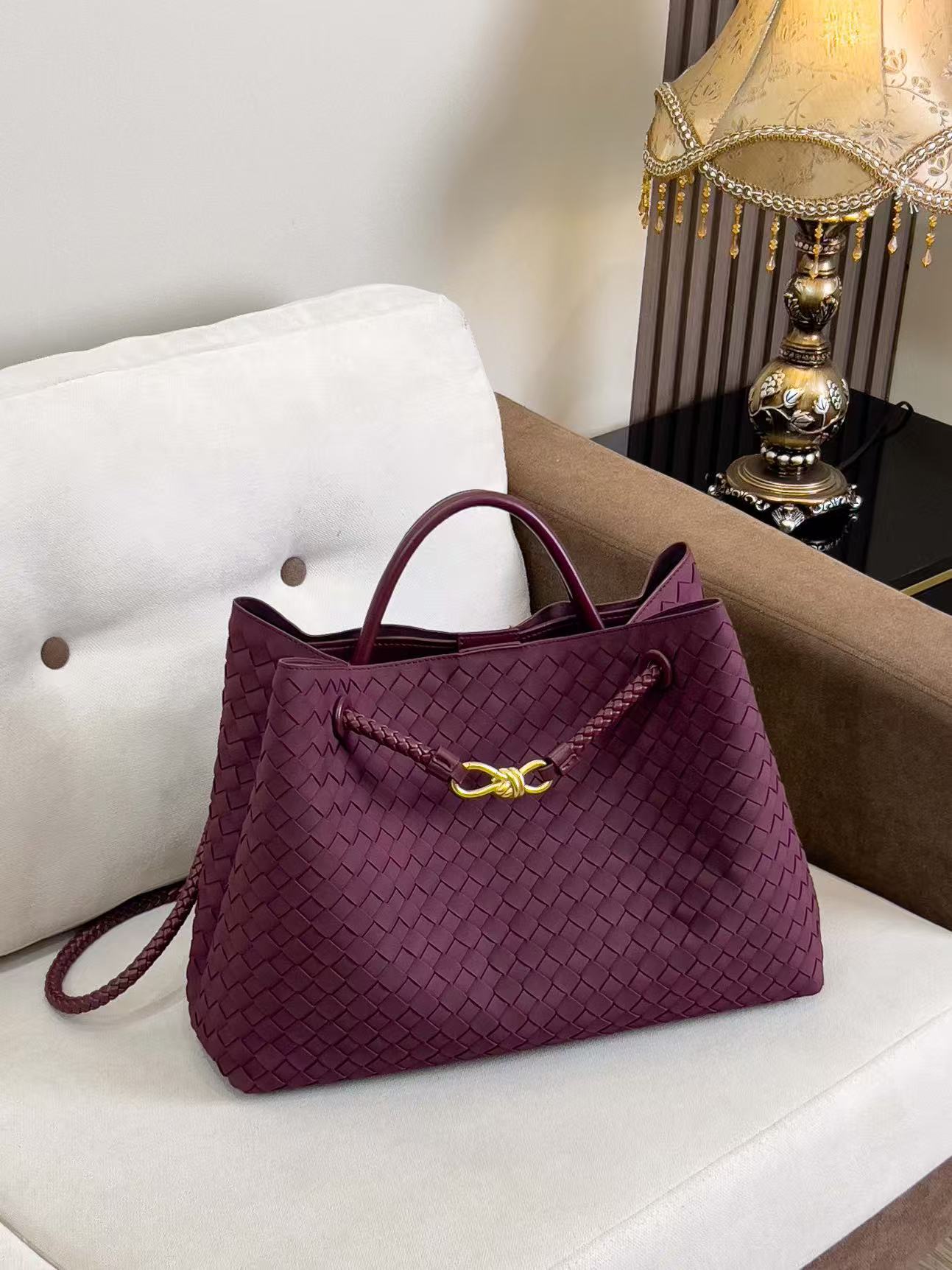 Women's Woven Large Capacity Totes Grid For Tote Bag