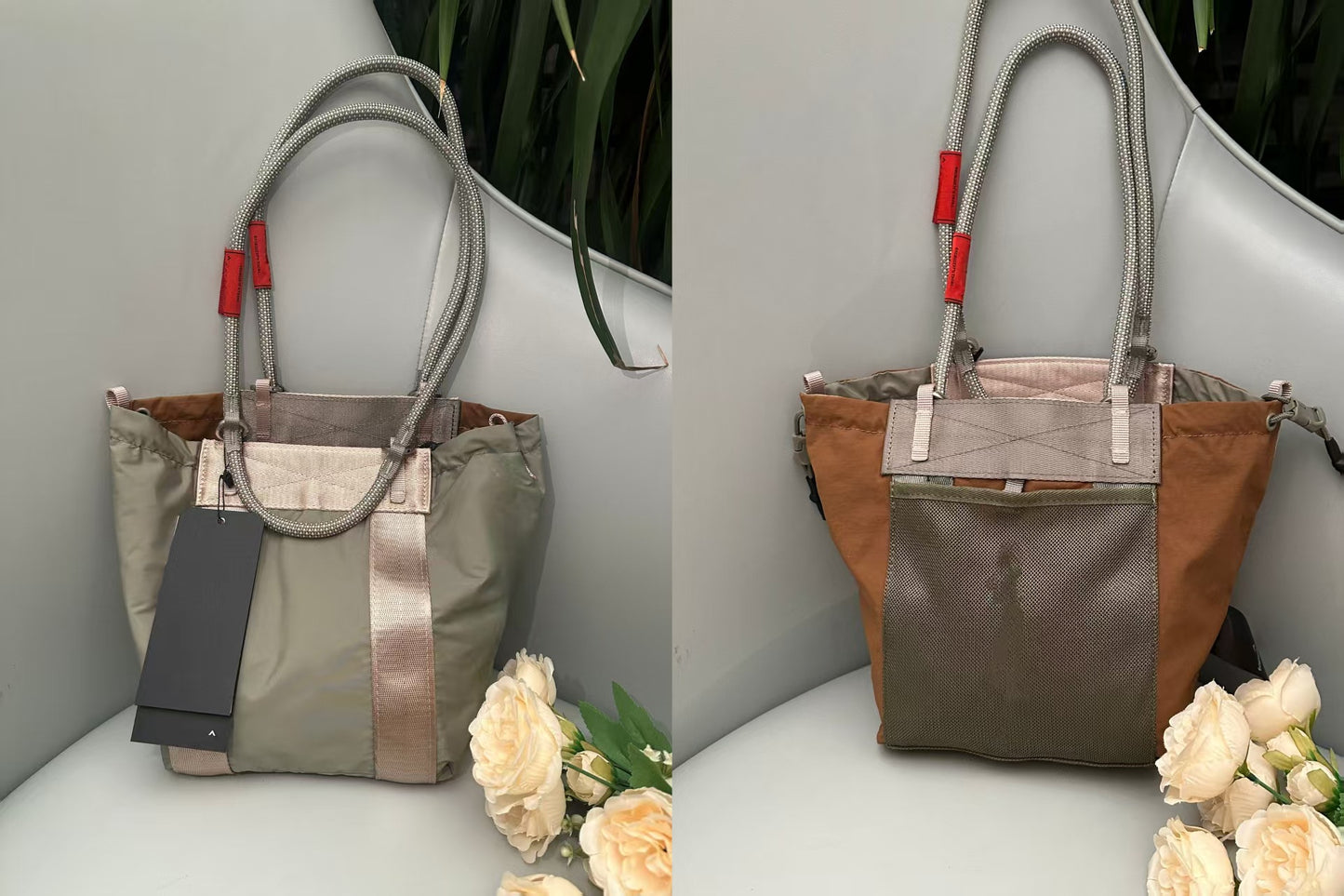 Drawstring Color Matching Large Capacity Folding Waterproof Commute Tote Bag