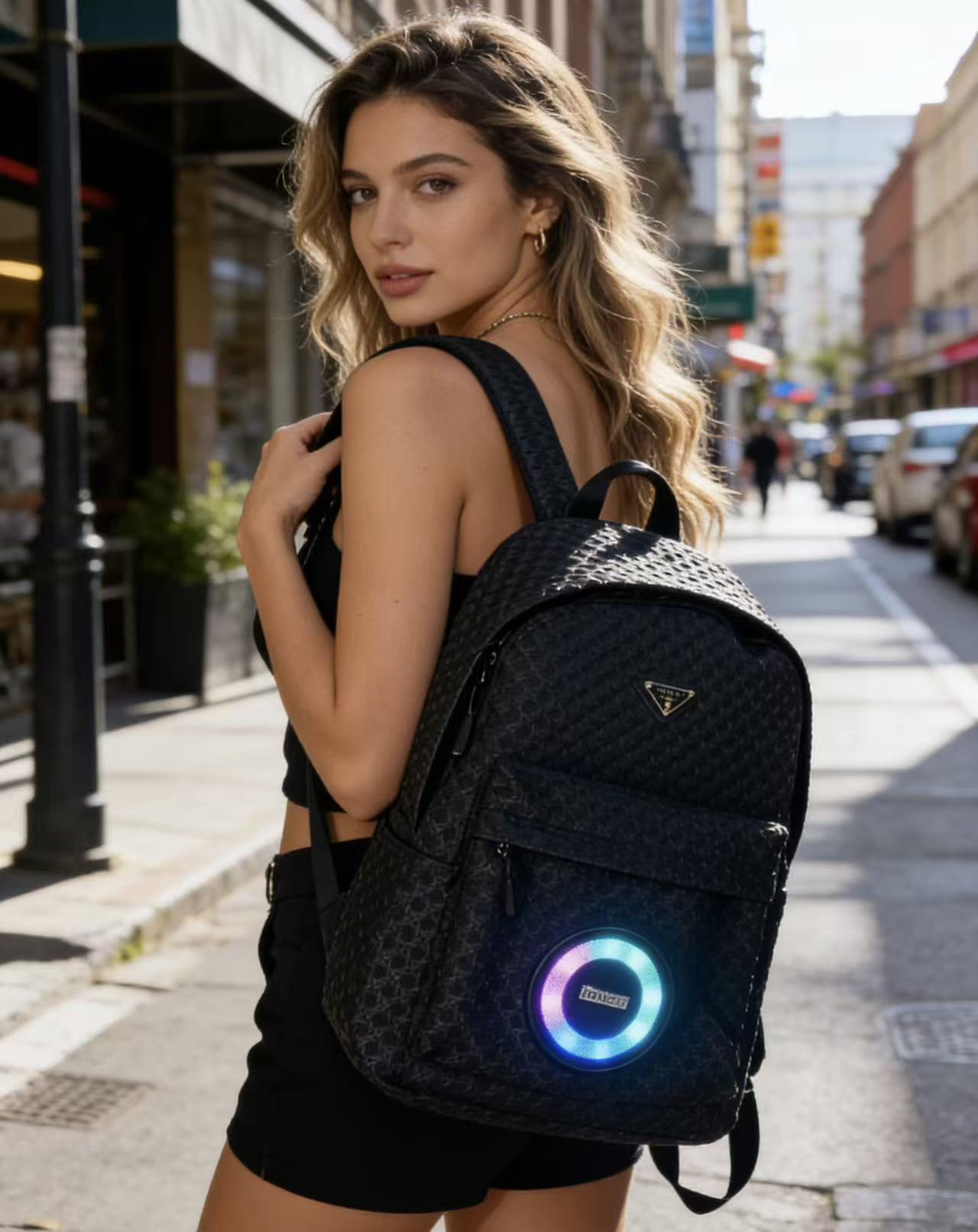Women's & Men's Built-in Speaker Colorful Luminous Large Capacity Waterproof Leisure Backpack