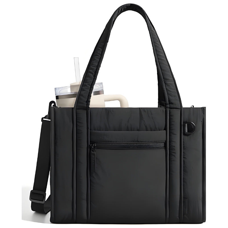 Women's Cotton Filling Fluffy Quilted With Zipper Handbags