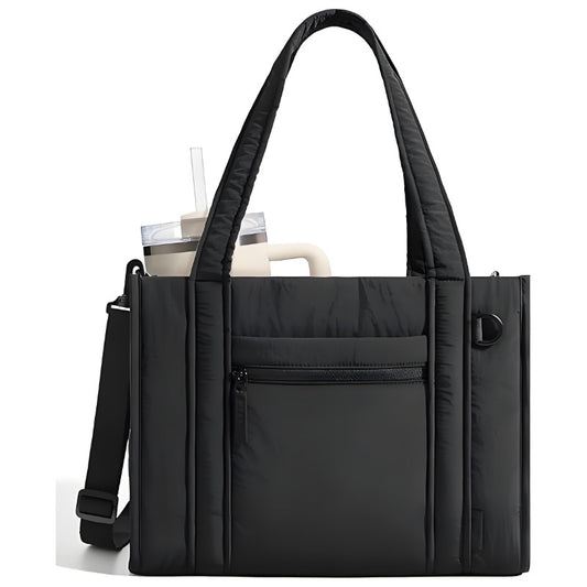 Women's Cotton Filling Fluffy Quilted With Zipper Handbags