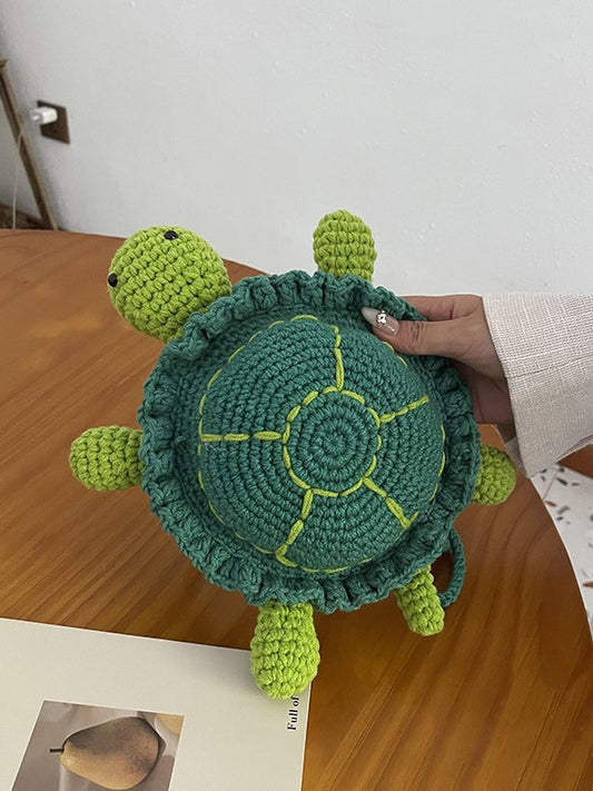 Women's Cute Little Turtle Knitted Tide Woven Finished Cartoon Western Underarm Bag