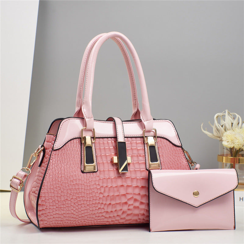 Women's Platinum Shining Leather Mother Crocodile Pattern Women's Backpack