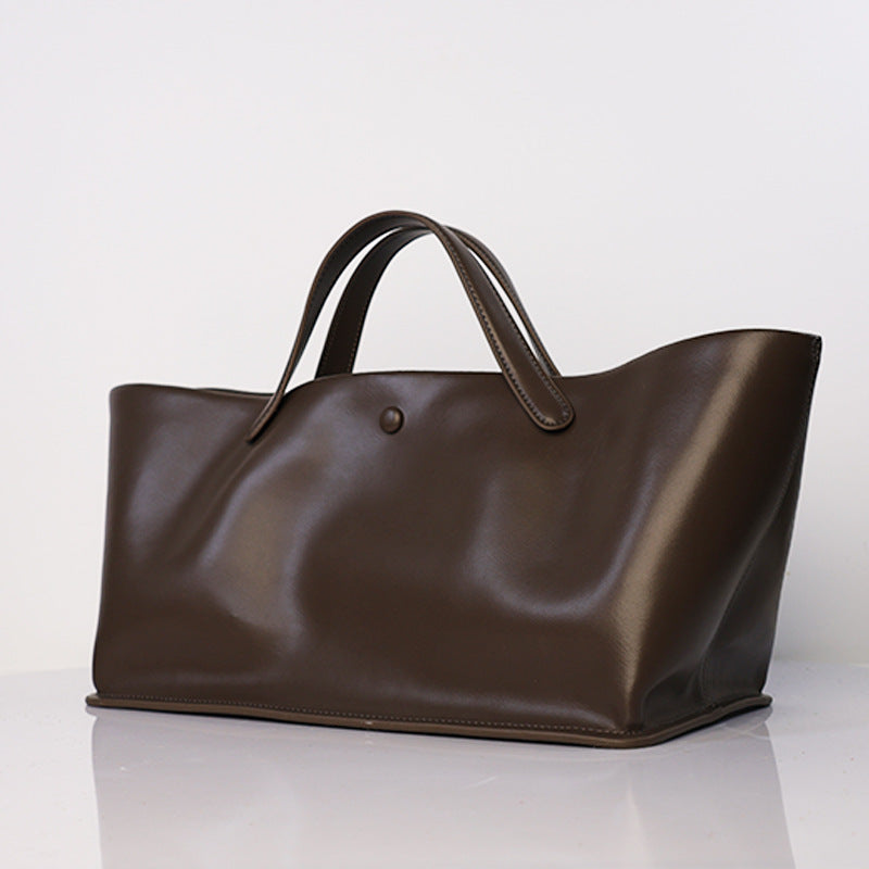 Leather Minimalist Cowhide Commuter Large Capacity Totes High-grade Handbags