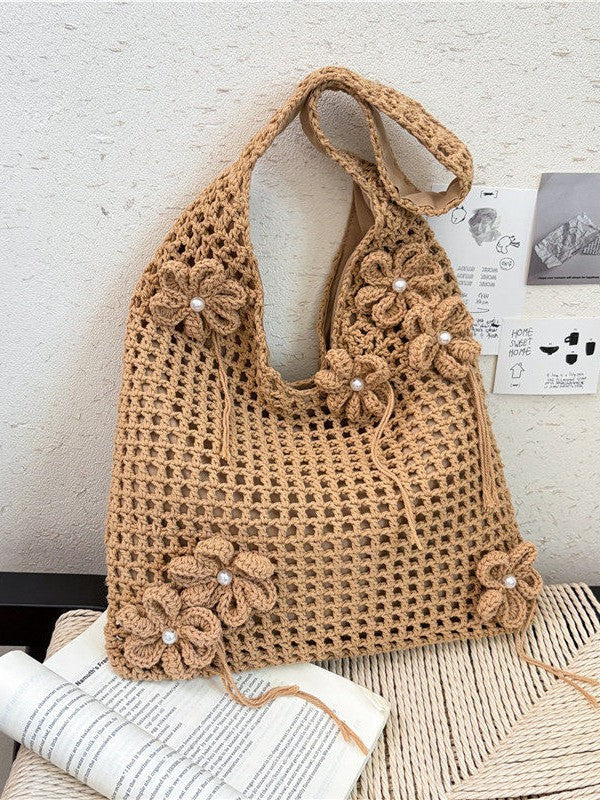 Knitted Hollow Beach Large Capacity Woven Western Shoulder Bags