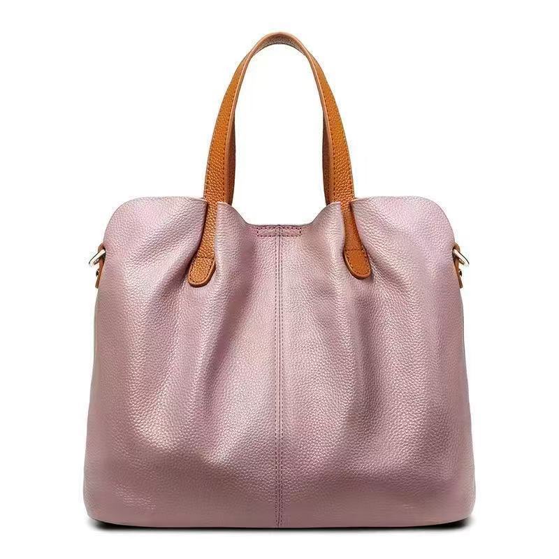 Women's Totes Contrast Color Soft Leather Niche Women's Shoulder Bag