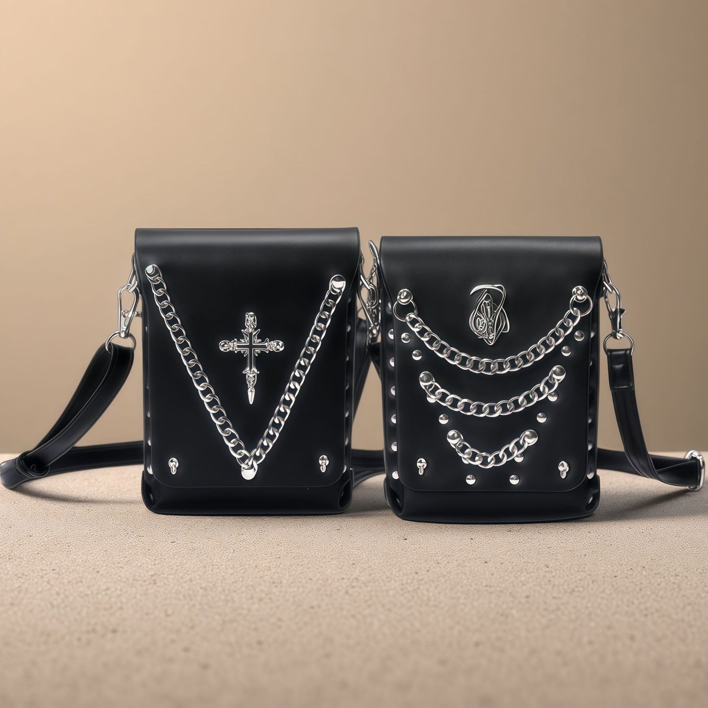 Fashion Cross Chain Punk Heavy Metal Wind Women's Shoulder Bag
