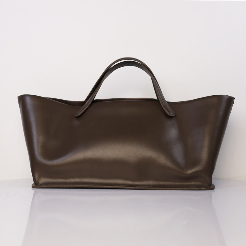 Leather Minimalist Cowhide Commuter Large Capacity Totes High-grade Handbags