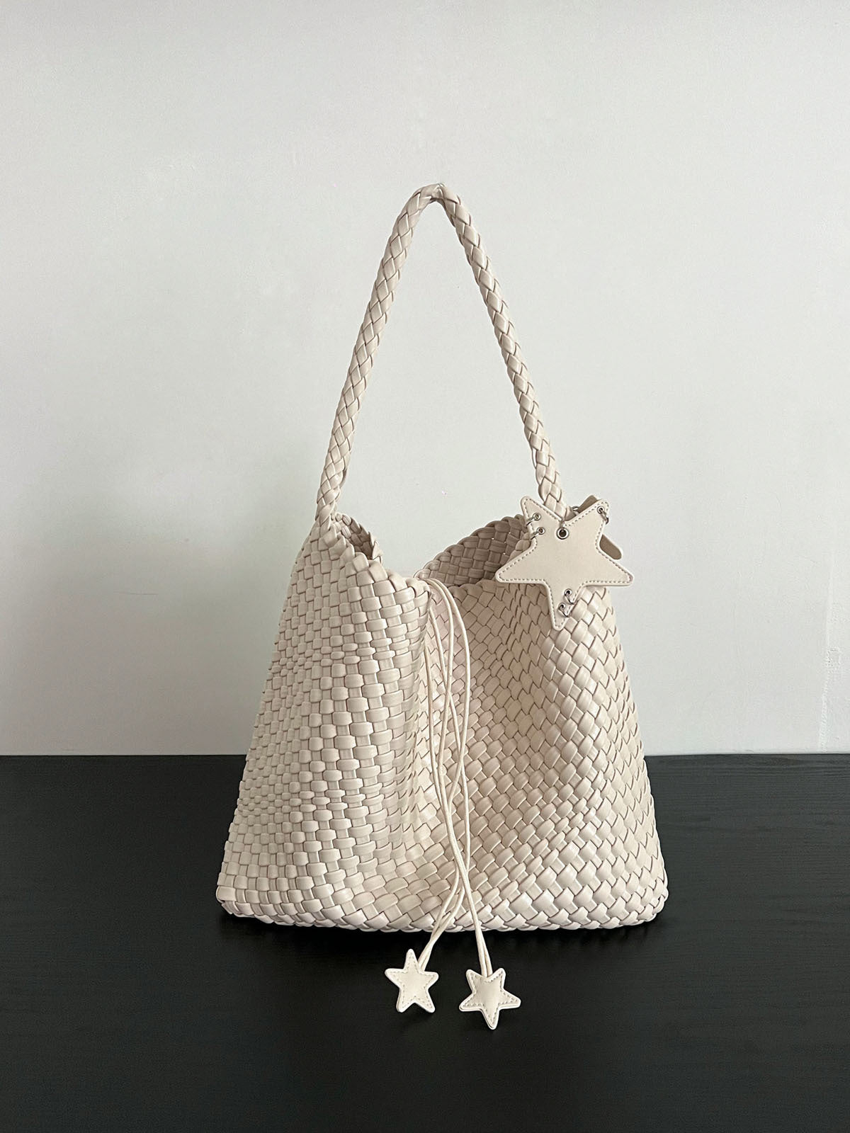Women's Gun Champagne Woven Large Capacity High-grade Women's Shoulder Bag