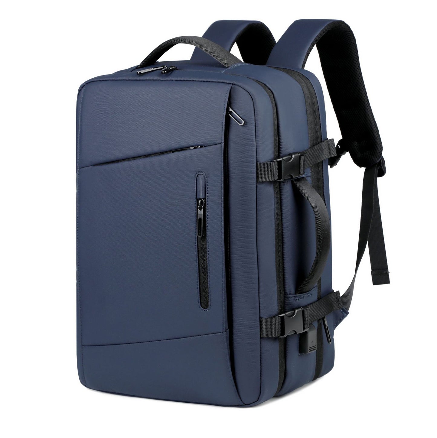 Men's Large Capacity High-grade Leather Expansion Vacuum Compression Business Backpack