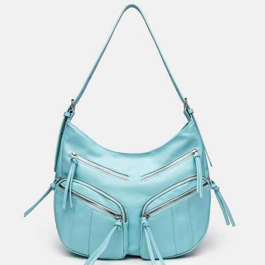 Women's Korean Style Adjustable Soft Leather Textured Lychee Pattern Large Underarm Bag