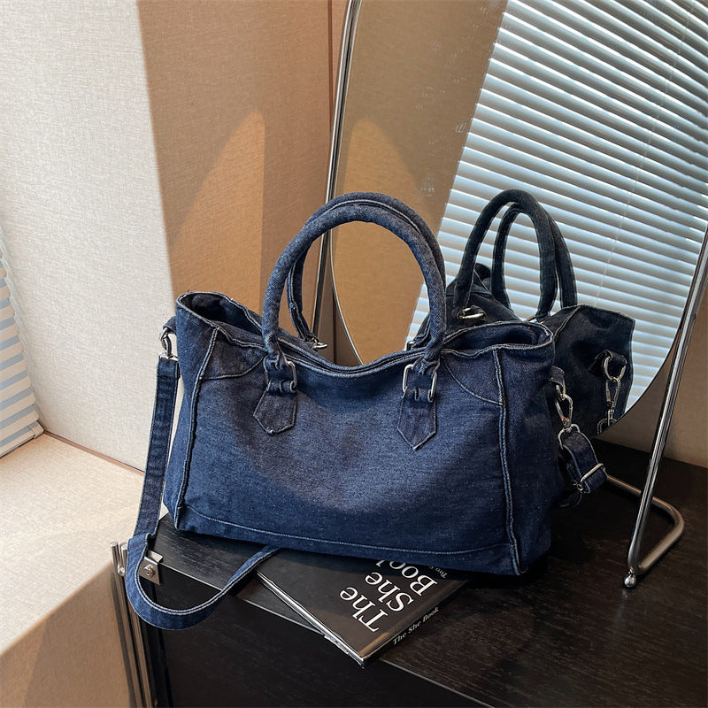 Women's Retro Washed Denim Summer Large Capacity Versatile Tote Bag