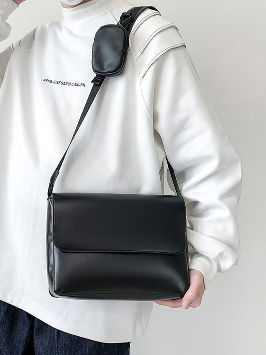 Men's Korean Street Unisex Style Simple Design Men's Messenger Bag
