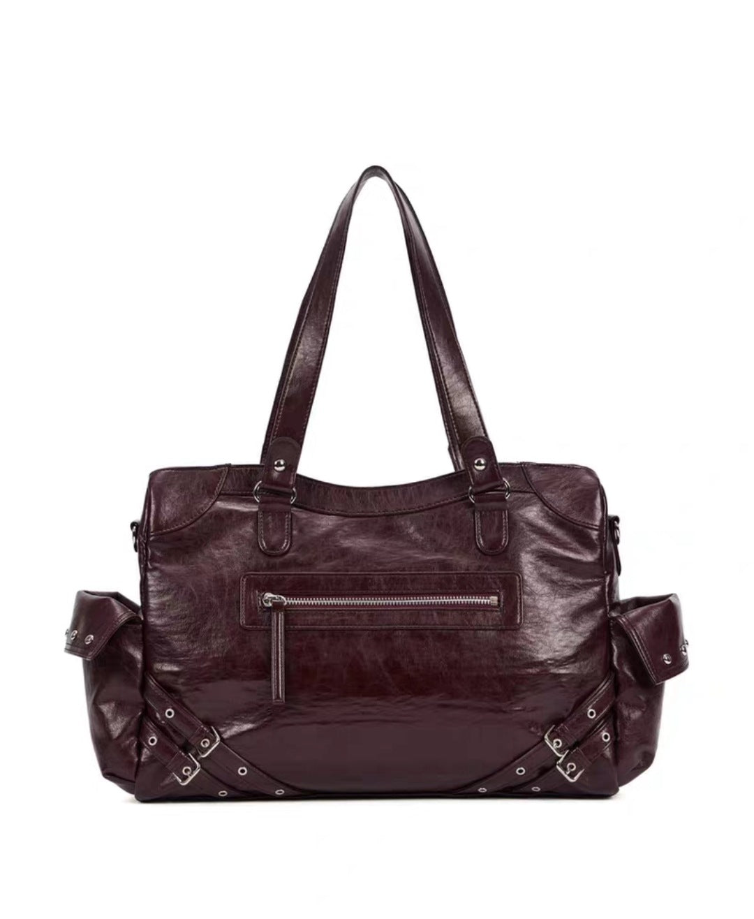 Women's Niche Large Drawstring Capacity Motorcycle Rivet Women's Messenger Bag