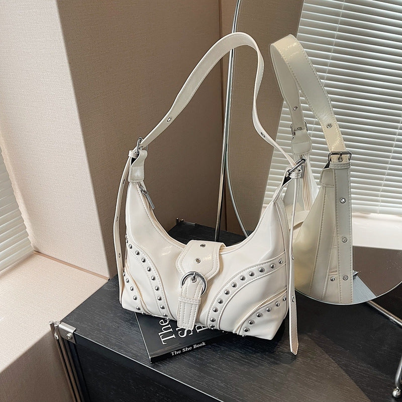 Women's Retro Fashion Haulage Motor Style Spring Fashionable Stylish Personality Underarm Bag