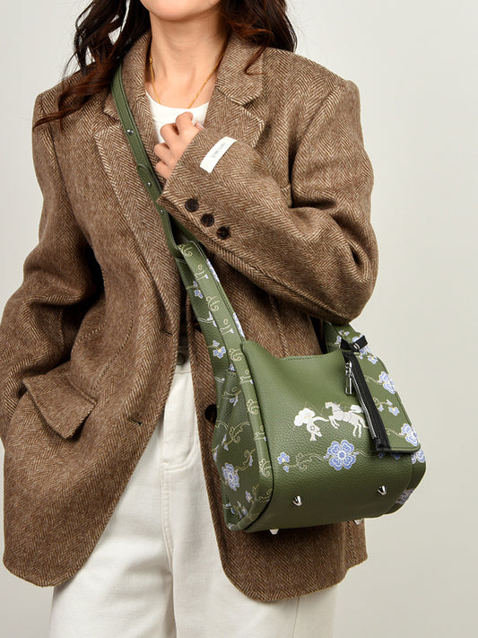 Women's Capacity Commuter Design Sense National Style Printing Bucket Bag