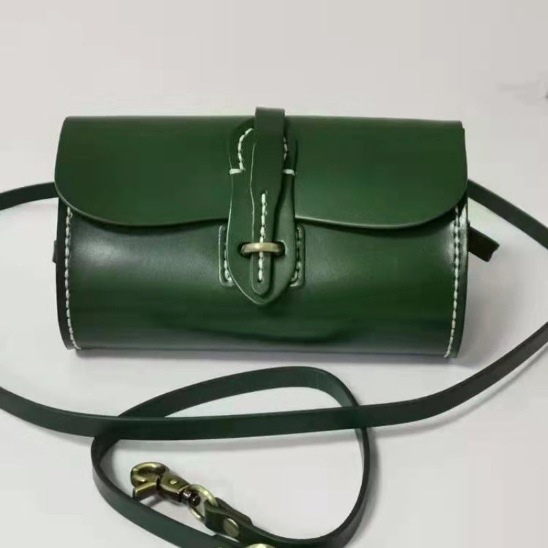 Women's Artificial Sewing Round First Layer Cowhide Bags