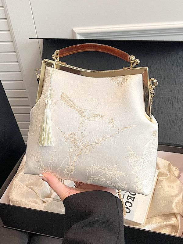 Women's High-grade Retro Yarn Portable Tassel Chinese Single Cheongsam Handmade Purses