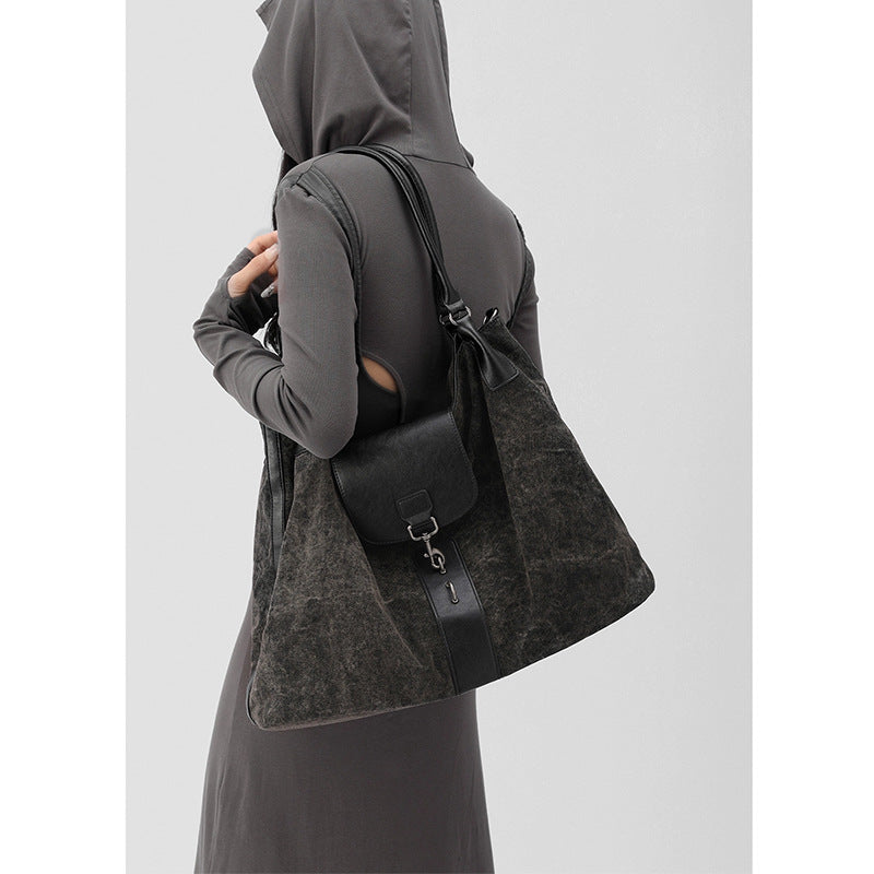 Large Capacity Distressed Canvas Stylish Lightweight Tote Bags