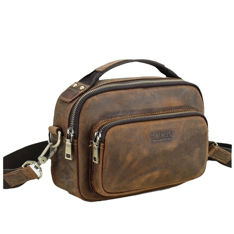 Men's Black Angel Retro Crazy Horse Genuine Bags