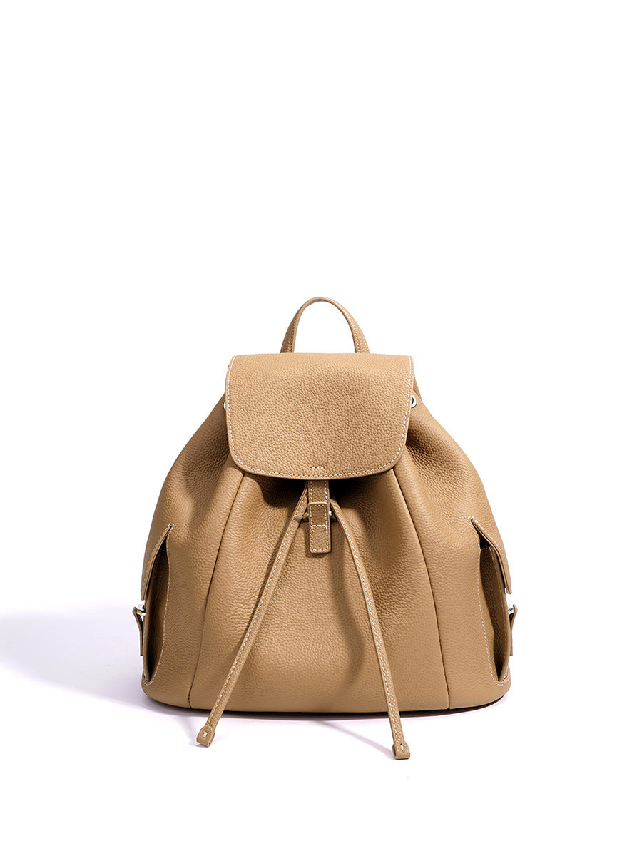 Women's Korean Style Minority Commuter Leather Drawstring Artistic Women's Backpack