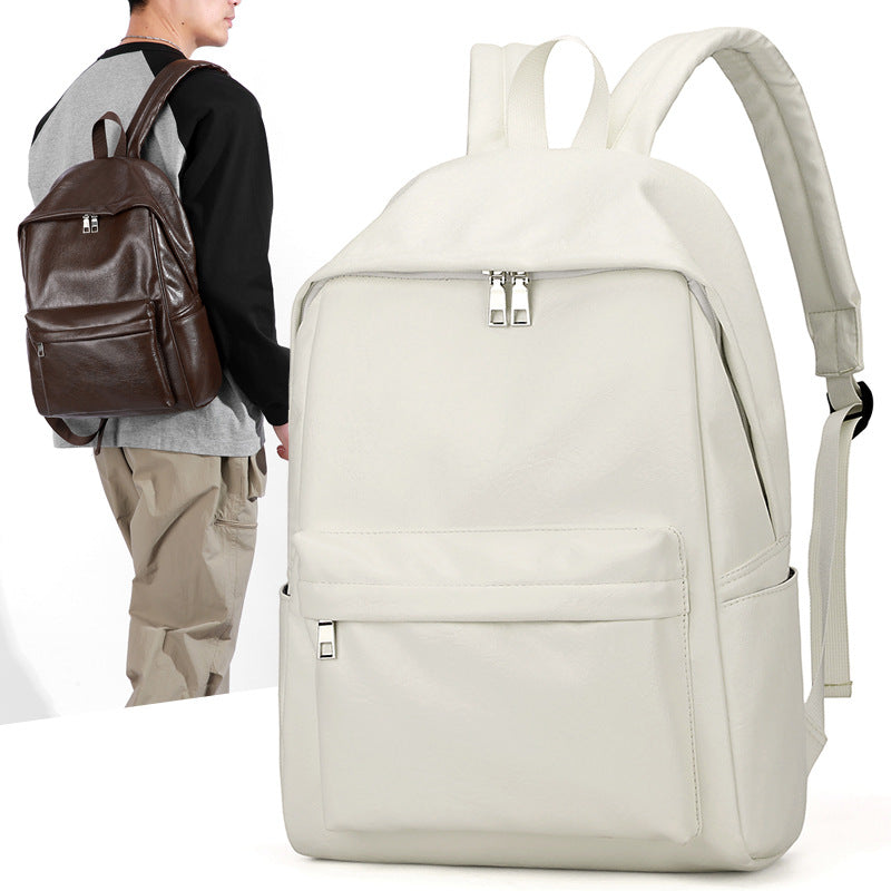 Men's Leather Large Capacity Computer Female College Leisure Backpack