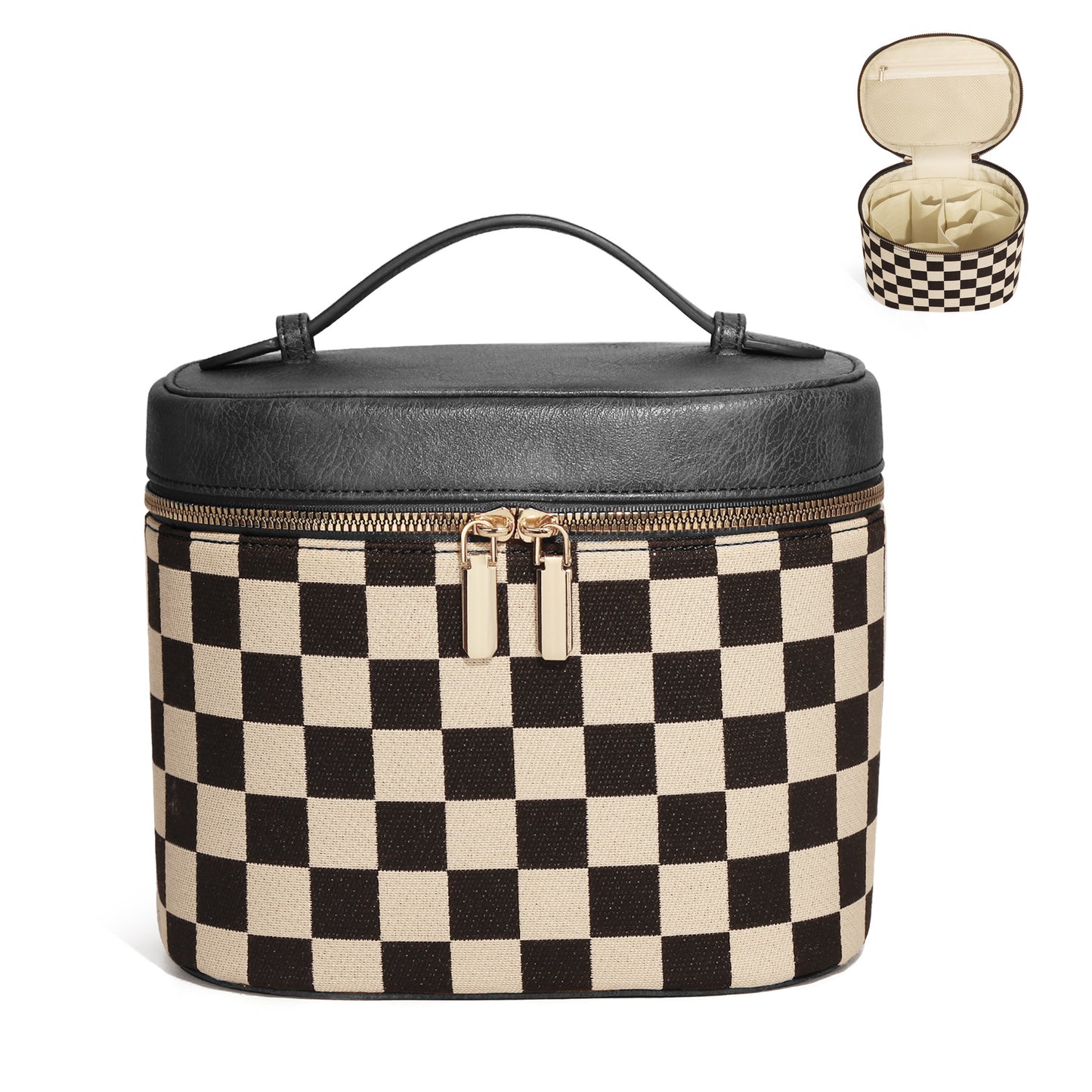 Women's Chessboard Grid Light Luxury Portable Toiletry Storage Bags