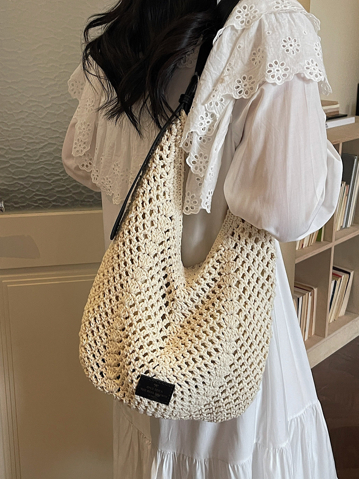 Women's Loose Large Capacity Summer Hollow Woven Tote Bags